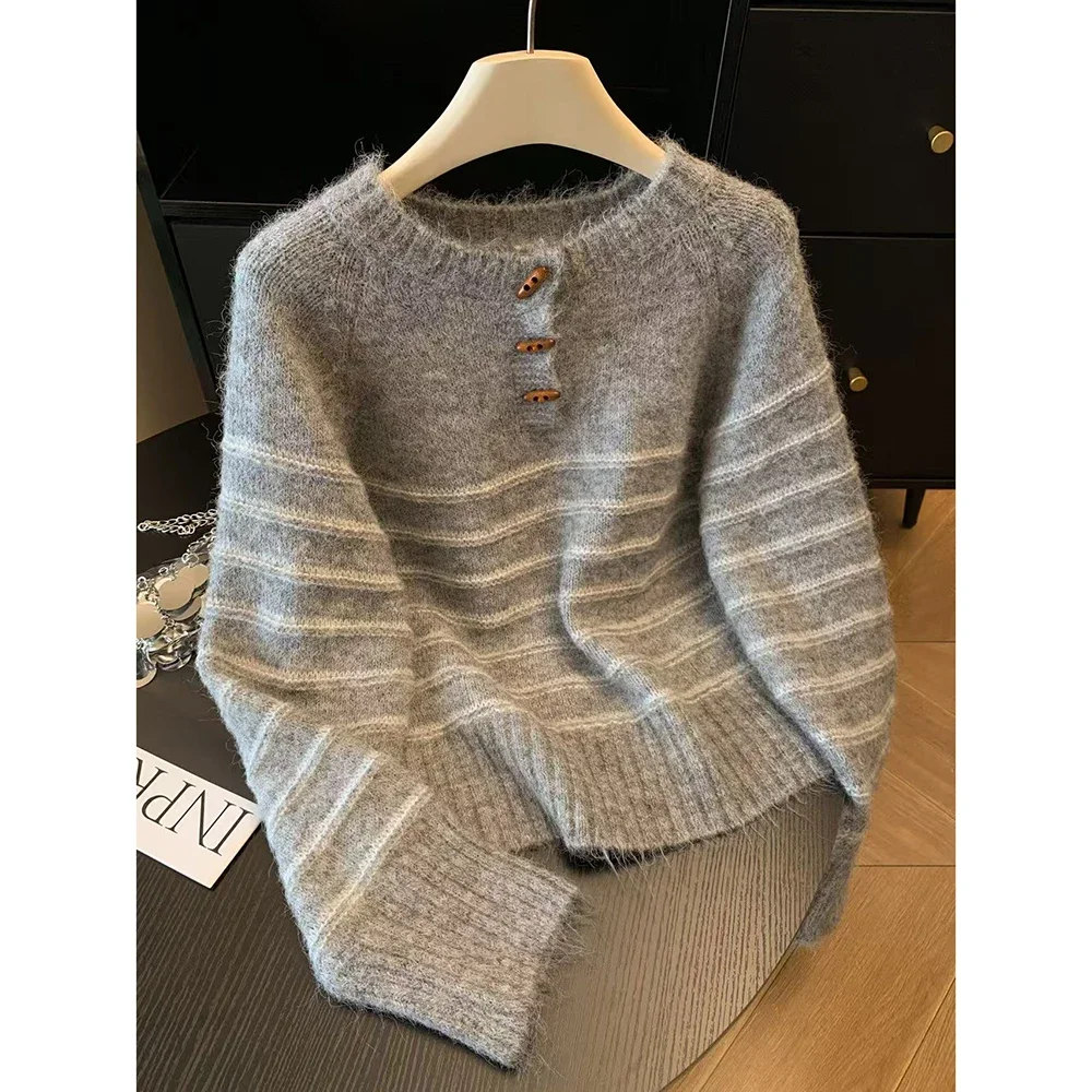 Embroidery Origin - Sonbahar Kış Kadın Çizgili Yün Kaşmir