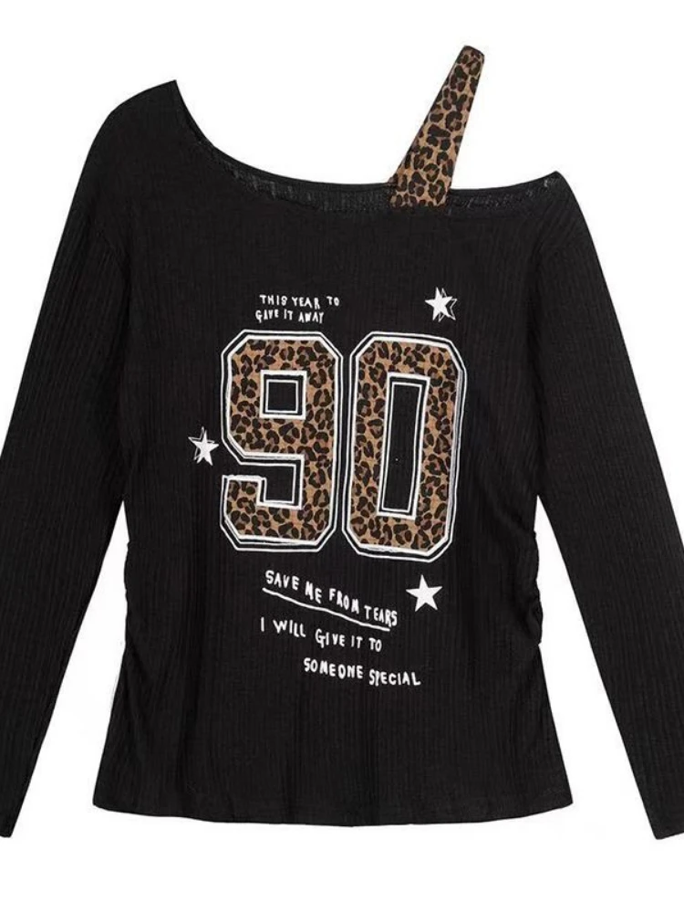 Embroidery Origin - Y2K Patchwork Leopar Desenli Tişört Kadın