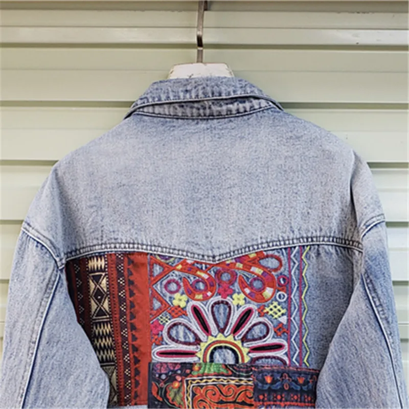 Embroidery Jacket Jeans - Bohemia Nakış Ekleme Büyük Cep Denim