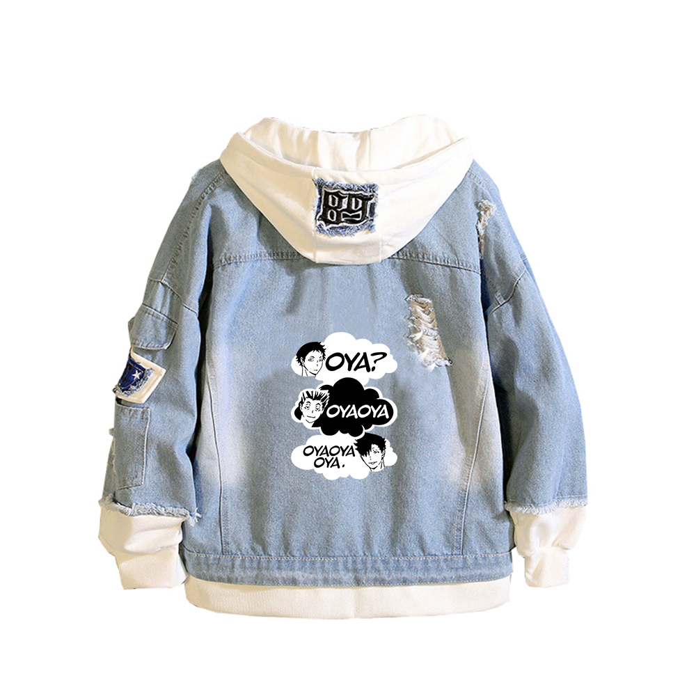 Embroidery Jacket Jeans - Haikyuu Karasuno VBC Baskı Kadın Kot
