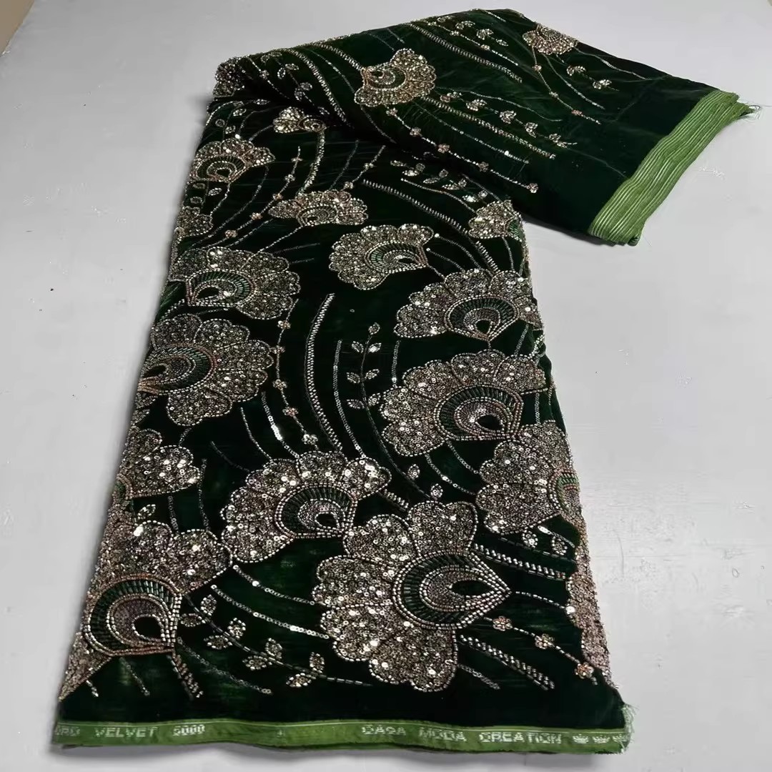 Velvet Fabric Embroidery - 5 yard Yeni kadife kumaş Pul