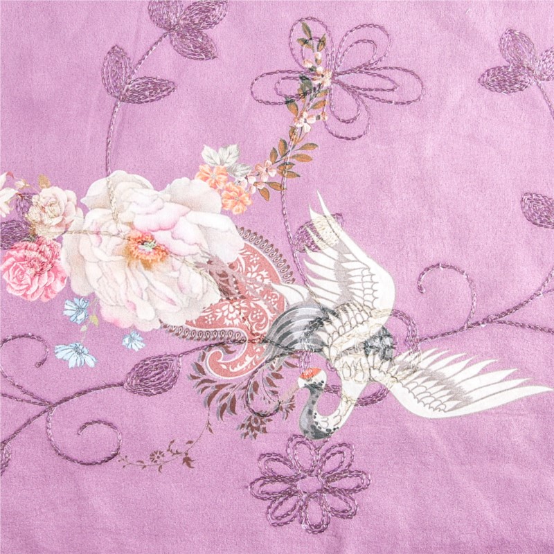 Velvet Fabric Embroidery - İnci işlemeli kadife baskılı kumaş pamuklu