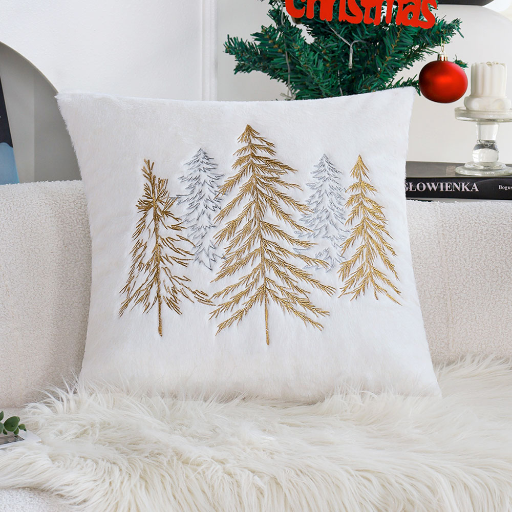Embroidery Xmas - Noel Sahte Tavşan Kürk Yastık Kılıfı