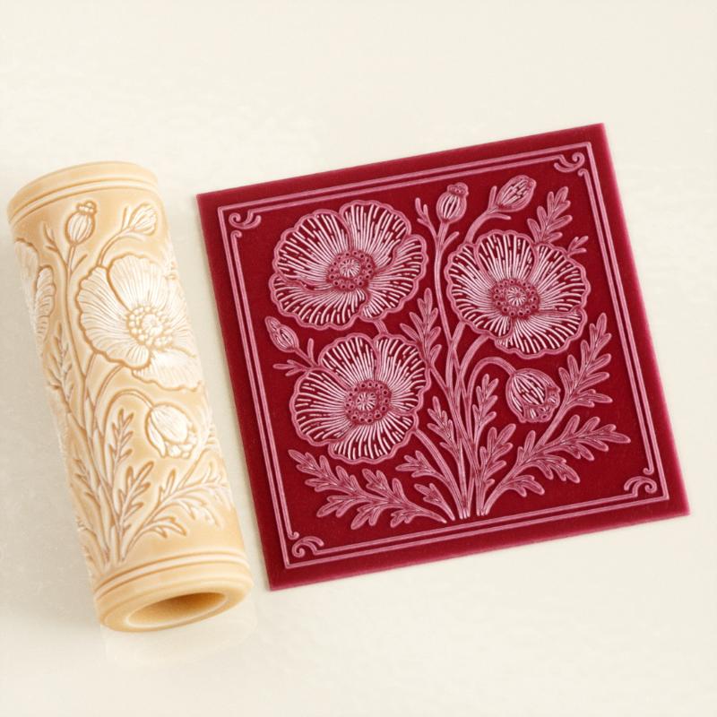 Çiçek Kafatası Kil Karo Rulosu - Embroidery Texture incelemesi ve fiyatı