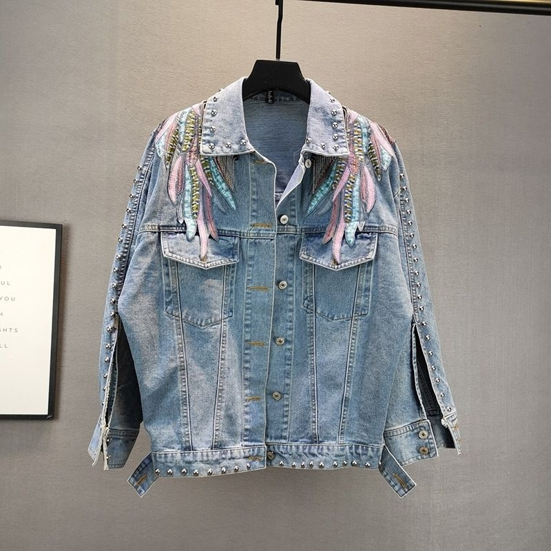 2024 yeni AutumnFashion perçin - Embroidery Jacket Jeans incelemesi ve fiyatı