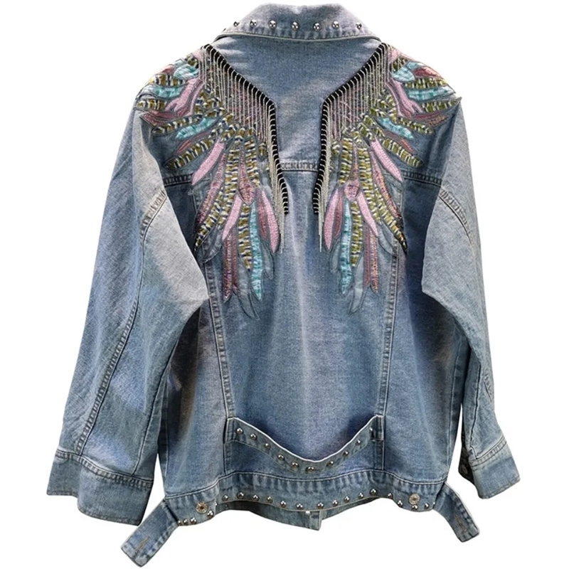 2024 yeni AutumnFashion perçin - Embroidery Jacket Jeans incelemesi ve fiyatı