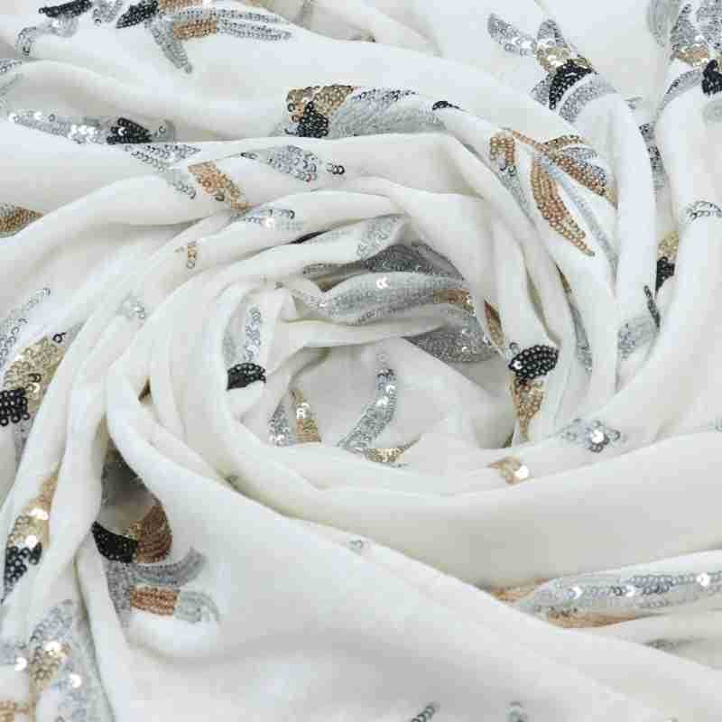 Beyaz üç boyutlu çiçek ipek pu - Velvet Fabric Embroidery incelemesi ve fiyatı