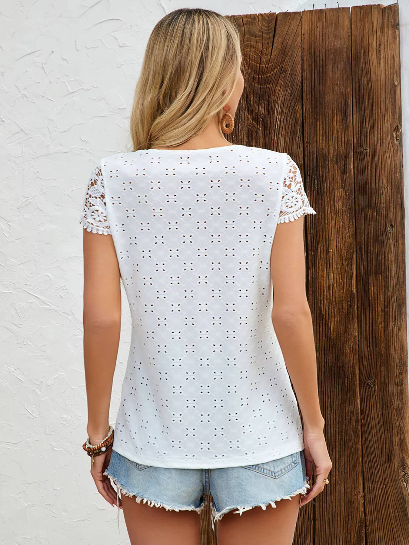 Kadın Tişörtü İlkbahar Yaz Bey - Embroidery Eyelet incelemesi ve fiyatı