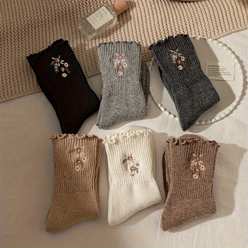 6 çift peluş nakış küçük çiçek - Embroidery On Socks incelemesi ve fiyatı