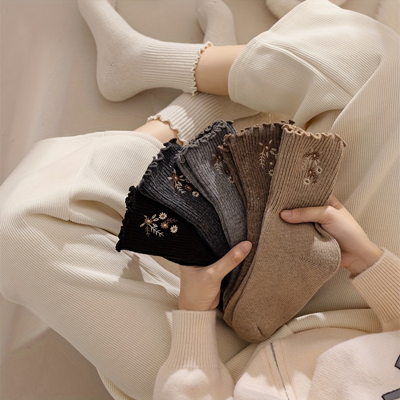 6 çift peluş nakış küçük çiçek - Embroidery On Socks incelemesi ve fiyatı