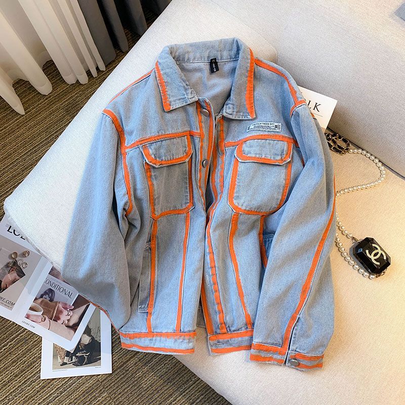 Retro Kadın Çizgili Graffiti K - Embroidery Jacket Jeans incelemesi ve fiyatı