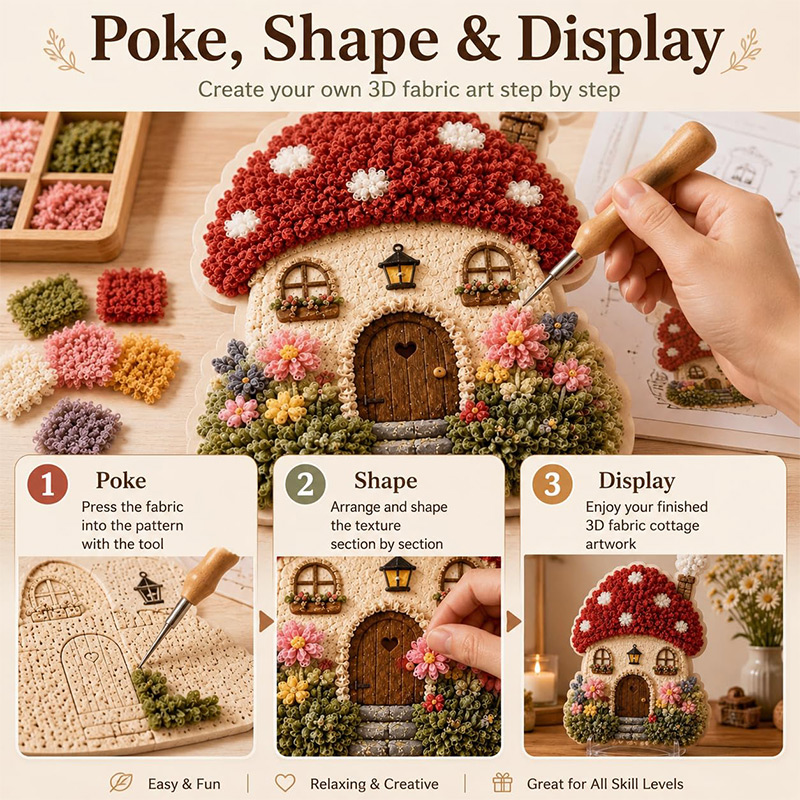 3D Mantar Ev Poke Art DIY Kiti - Embroidery Origin incelemesi ve fiyatı