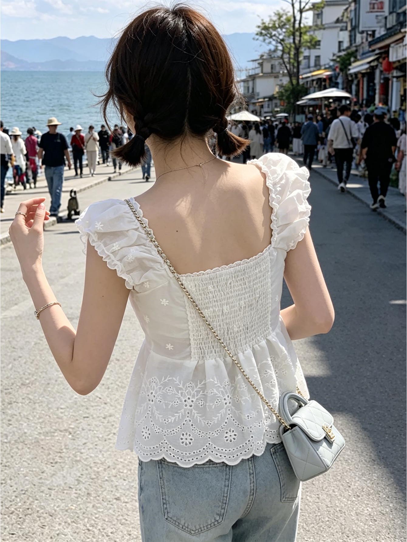 Beyaz Çiçek Desenli Delikli Na - Embroidery Eyelet incelemesi ve fiyatı