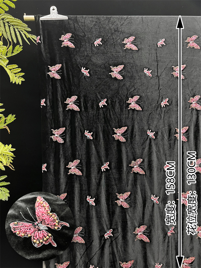 Siyah yumuşak kadife kumaş bon - Velvet Fabric Embroidery incelemesi ve fiyatı