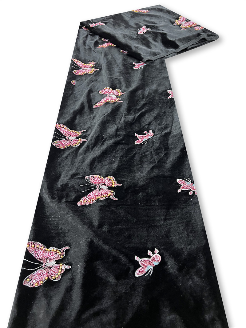Siyah yumuşak kadife kumaş bon - Velvet Fabric Embroidery incelemesi ve fiyatı
